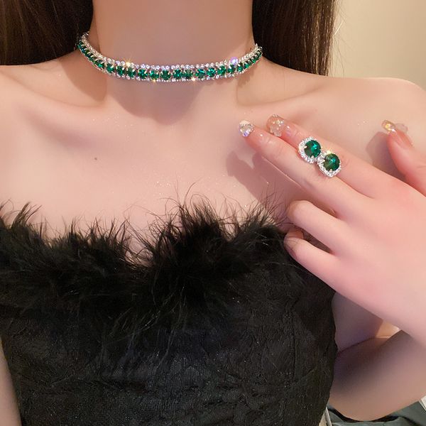 chokers luxury necklace earrings sets green crystal necklace women weddings bride jewelry accessories, Golden;silver
chokers luxury necklace earrings sets green crystal necklace women weddings bride jewelry accessories, Golden;silver
