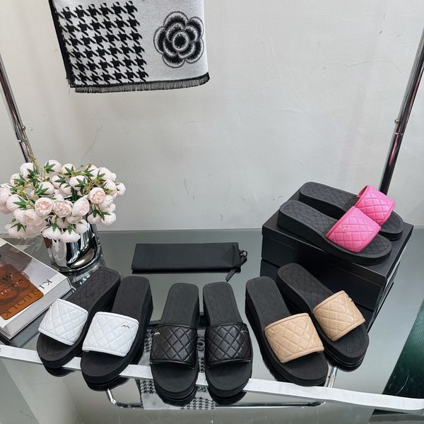 chan c woman platform slippers sandals interlocking c buckle slides classic plaid quilted quilting check grid classics sandal women wedge su, Black
chan c woman platform slippers sandals interlocking c buckle slides classic plaid quilted quilting check grid classics sandal women wedge su, Black