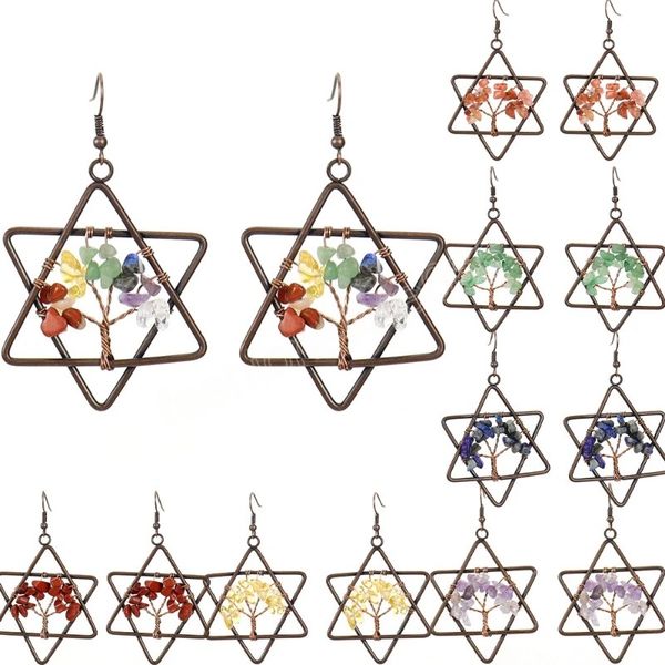 vintage colorful tree of life handmade woven metal wire wrapped hexagram earrings for women girls natural crushed stone earrings, Silver
vintage colorful tree of life handmade woven metal wire wrapped hexagram earrings for women girls natural crushed stone earrings, Silver