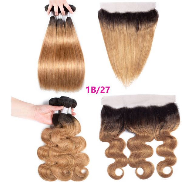 brazilian virgin human hair 3 bundles with 13x4 lace frontal 1b/27# ombre color body wave silky straight 10-30inch, Black;brown
brazilian virgin human hair 3 bundles with 13x4 lace frontal 1b/27# ombre color body wave silky straight 10-30inch, Black;brown