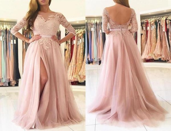 fashion blush pink 34 long sleeves split long bridesmaids dresses sheer neck appliques lace maid of honor country wedding guest g3575524, White;pink
fashion blush pink 34 long sleeves split long bridesmaids dresses sheer neck appliques lace maid of honor country wedding guest g3575524, White;pink