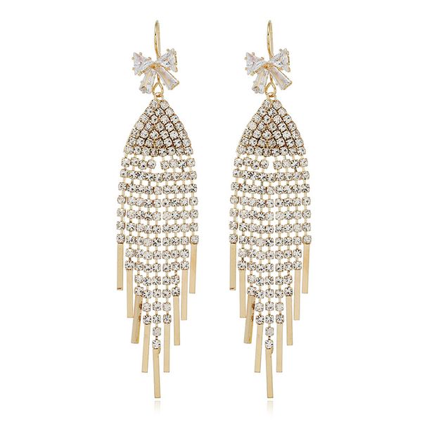 simple and long tassel bow women's earrings with exaggerated personality and full diamond earrings, Silver
simple and long tassel bow women's earrings with exaggerated personality and full diamond earrings, Silver