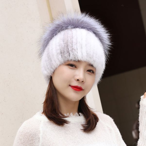 womens real mink fur hat knitted cap beanie ski warm skull earmuff w silver fox ball pom, Blue;gray
womens real mink fur hat knitted cap beanie ski warm skull earmuff w silver fox ball pom, Blue;gray