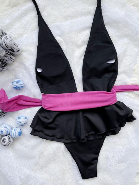 panties black color one piece swimsuit deep v neck swimwear contrast color bow tie bathing suit women beach style girl swim wear, Red;black
panties black color one piece swimsuit deep v neck swimwear contrast color bow tie bathing suit women beach style girl swim wear, Red;black