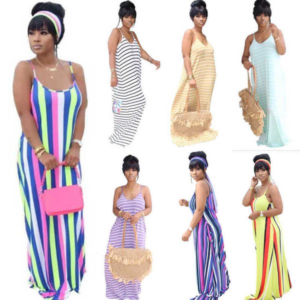 designer women casual dresses with headscarf sling sleeveless colourful stripe printed sundress wedding maxi dress, Black;gray
designer women casual dresses with headscarf sling sleeveless colourful stripe printed sundress wedding maxi dress, Black;gray