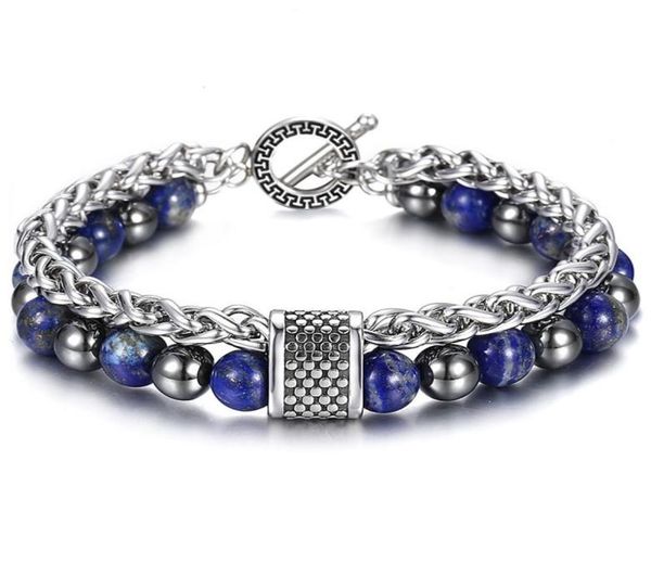 8mm double layers stone beaded bracelet for men boys lapis lazuli hemitate metal lava stone stainless steel cable chain tbx00109 y2378154, Black
8mm double layers stone beaded bracelet for men boys lapis lazuli hemitate metal lava stone stainless steel cable chain tbx00109 y2378154, Black