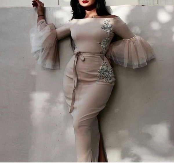 elegant long sleeves sheath evening dresses appliques embroidery off shoulder formal evening gowns back split prom dress2225126, Black;red
elegant long sleeves sheath evening dresses appliques embroidery off shoulder formal evening gowns back split prom dress2225126, Black;red