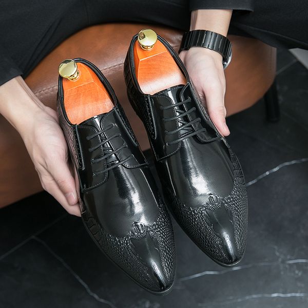 new brown derby shoes for men pointed toe lace-up black gold mens formal shoes handmade business size 38-46
new brown derby shoes for men pointed toe lace-up black gold mens formal shoes handmade business size 38-46