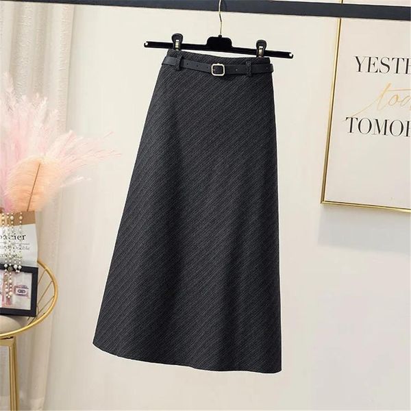 capris vintage stripe autumn winter high waist woolen skirt with belt women high waist lady fashion casual streetwear aline midi skirt, Black;white
capris vintage stripe autumn winter high waist woolen skirt with belt women high waist lady fashion casual streetwear aline midi skirt, Black;white