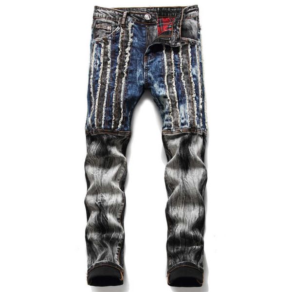 autumn and winter new feng shui wash men's spliced colored mid waist slim fit small straight stretch jeans, Blue
autumn and winter new feng shui wash men's spliced colored mid waist slim fit small straight stretch jeans, Blue
