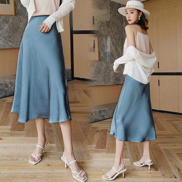 dresses summer silk midi skirts womens korean england style satin office lady simple solid elegant faldas mujer moda long skirts womens, Black;gray
dresses summer silk midi skirts womens korean england style satin office lady simple solid elegant faldas mujer moda long skirts womens, Black;gray