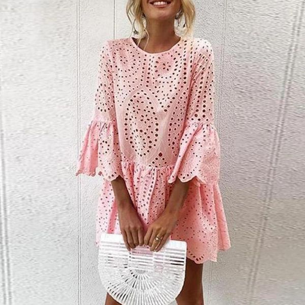 dresses fashion loose pullover dresses 2023 women elegant oneck lace hollow mini dress casual ruffled flare sleeve solid beach dress, Black;gray
dresses fashion loose pullover dresses 2023 women elegant oneck lace hollow mini dress casual ruffled flare sleeve solid beach dress, Black;gray