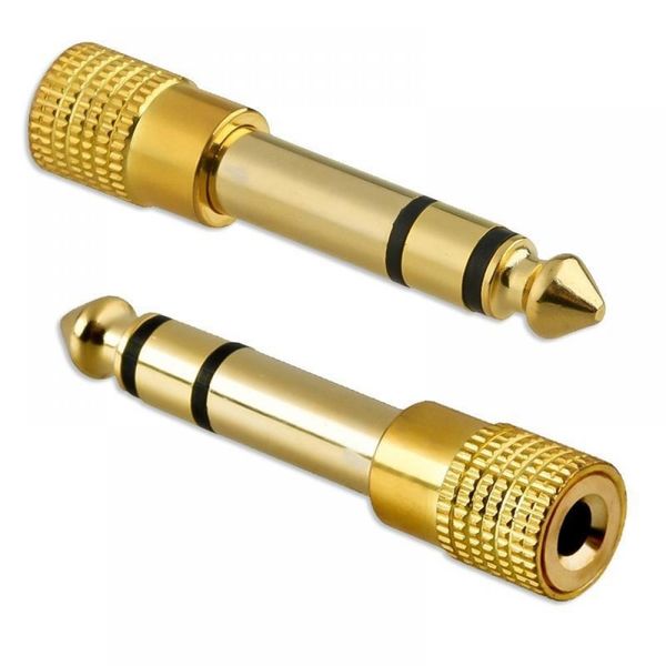 Image of Gold 6.3mm 1/4&quot; Male Plug to 3.5mm 1/8&quot; Female Jack Stereo Headphone Audio Adapter Home Connectors Adapter Microphone