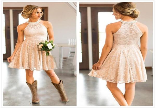 halter lace knee length a line country bridesmaid dresses beaded short wedding guest party bridesmaids of honor dresses5904484, White;pink
halter lace knee length a line country bridesmaid dresses beaded short wedding guest party bridesmaids of honor dresses5904484, White;pink