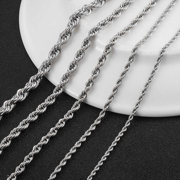 pendant necklaces 2.3mm/3mm/4mm/5mm/6mm stainless steel twisted rope chain necklace for men women 16 to 30 inches j230601, Silver
pendant necklaces 2.3mm/3mm/4mm/5mm/6mm stainless steel twisted rope chain necklace for men women 16 to 30 inches j230601, Silver