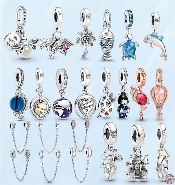 925 sterling silver firefly safety chain blue scaled fish charm beads fit pandora diy jewelry making lady pendants gift with o9555778, Black
925 sterling silver firefly safety chain blue scaled fish charm beads fit pandora diy jewelry making lady pendants gift with o9555778, Black