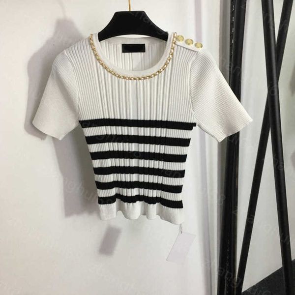 23ss womens designer clothing womens knits b letter shoulder buckle bump color striped hardware chain crewneck short-sleeved sweater womens, White
23ss womens designer clothing womens knits b letter shoulder buckle bump color striped hardware chain crewneck short-sleeved sweater womens, White