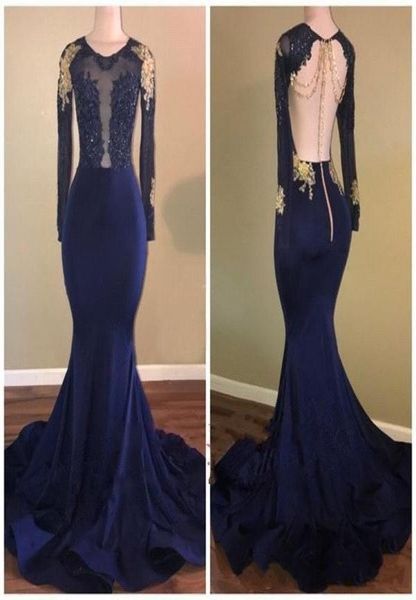 2020 african navy blue mermaid prom dresses sheer jewel neck backless long sleeves beaded gold lace applsique see though evening g6672300, Black
2020 african navy blue mermaid prom dresses sheer jewel neck backless long sleeves beaded gold lace applsique see though evening g6672300, Black
