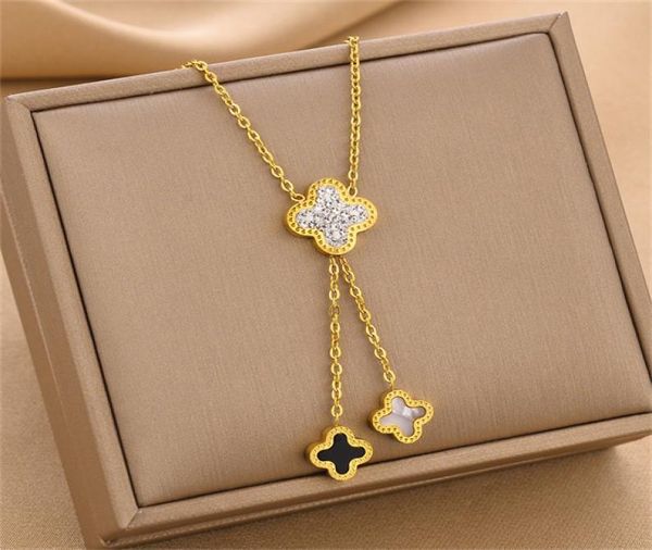 2022 european and american fashion fourleaf clover necklace women039s gold titanium steel multizircon shell piece tassel pend5932213, Silver
2022 european and american fashion fourleaf clover necklace women039s gold titanium steel multizircon shell piece tassel pend5932213, Silver