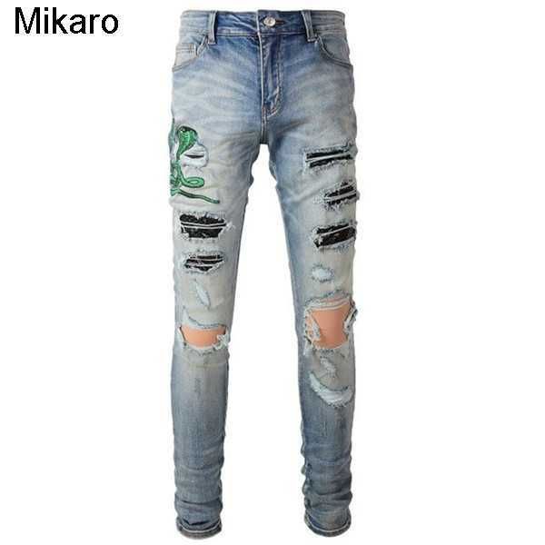 mikaro blue fall animal snake embroidery patchwork jeans hombre motorcycle pants streetwear ripped jean noir homme zipper jean for men
mikaro blue fall animal snake embroidery patchwork jeans hombre motorcycle pants streetwear ripped jean noir homme zipper jean for men