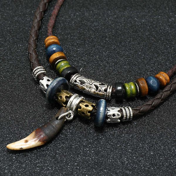 pendant necklaces men's bohemia tooth pendant leather beaded weaved necklace christmas gift jewelry statement necklace initial necklace, Silver
pendant necklaces men's bohemia tooth pendant leather beaded weaved necklace christmas gift jewelry statement necklace initial necklace, Silver