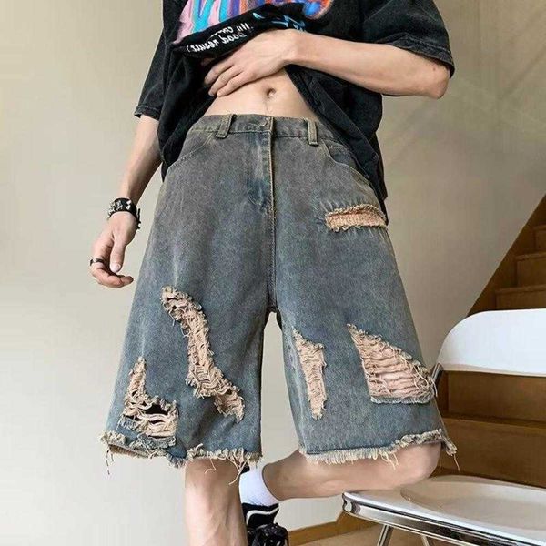 2023 american style torn denim shorts trendy designer men's summer vibe pants, Blue
2023 american style torn denim shorts trendy designer men's summer vibe pants, Blue