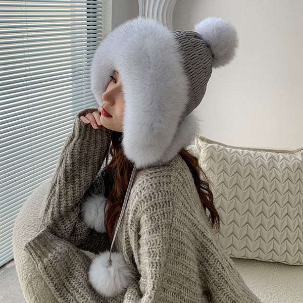 womens real fox fur hat russian ushanka hat aviator trapper hunter hat warm outdoor cap, Blue;gray
womens real fox fur hat russian ushanka hat aviator trapper hunter hat warm outdoor cap, Blue;gray