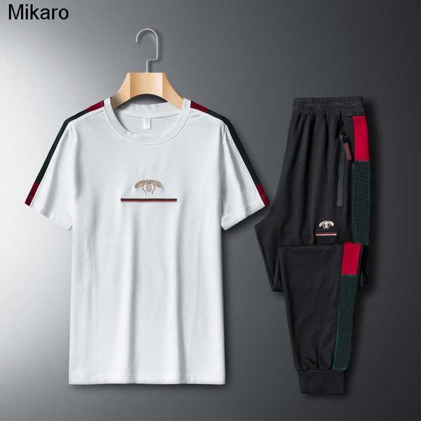 mikaro men's tracksuits elastic casual embroidered short sleeve o-neck suit fitness sports trousers set two pieces tracksuit men street, Gray
mikaro men's tracksuits elastic casual embroidered short sleeve o-neck suit fitness sports trousers set two pieces tracksuit men street, Gray