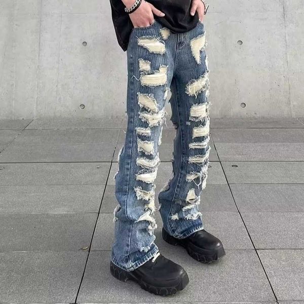 single-american style street ripped jeans, men's personality trendy straight fitting pants440304744, Blue
single-american style street ripped jeans, men's personality trendy straight fitting pants440304744, Blue