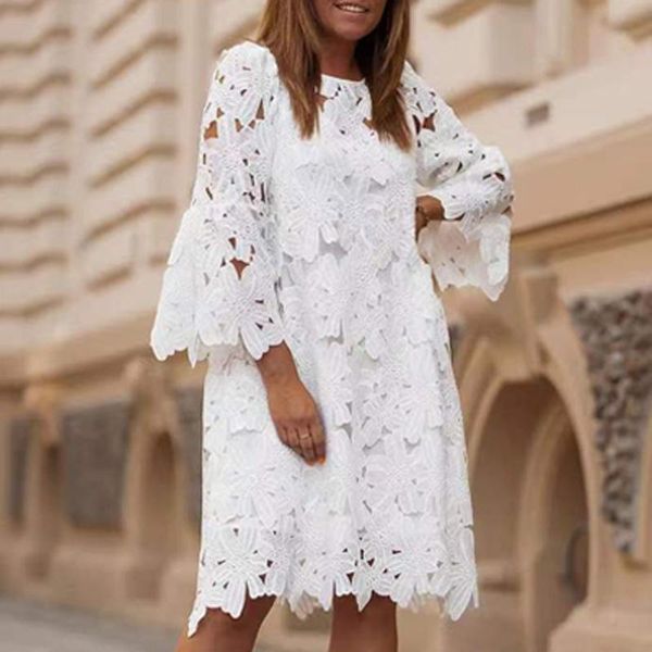 dresses fashion white embroidered summer dress women 2022 elegant o neck half sleeve pullover dress ladies casual hollow loose dresses, Black;gray
dresses fashion white embroidered summer dress women 2022 elegant o neck half sleeve pullover dress ladies casual hollow loose dresses, Black;gray