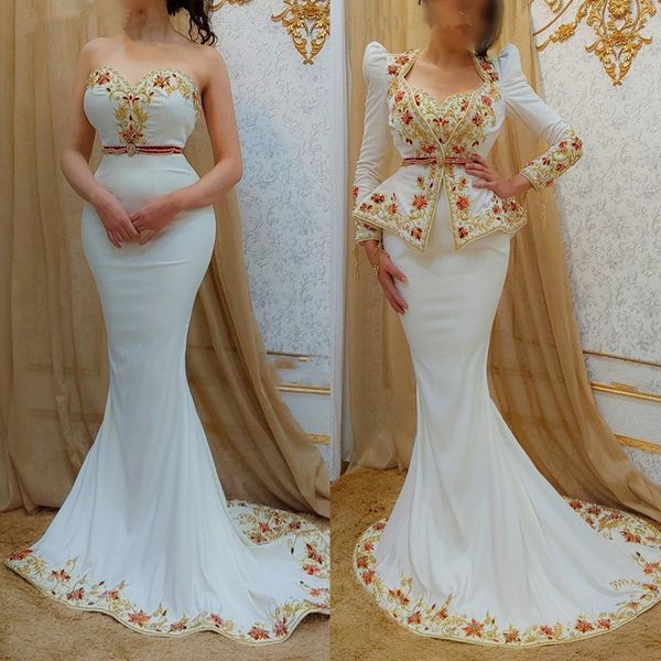 vintage algerian outfits karakou prom dresses with long sleeve jacket gold embroidery crystals mermaid evening occasion gown, Black;red
vintage algerian outfits karakou prom dresses with long sleeve jacket gold embroidery crystals mermaid evening occasion gown, Black;red