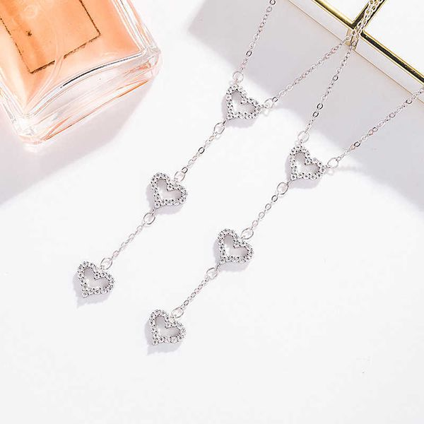 original tiffay heart necklace women's fashion versatile hollow diamonds 925 sterling silver triple new pendant collar chain, Black
original tiffay heart necklace women's fashion versatile hollow diamonds 925 sterling silver triple new pendant collar chain, Black