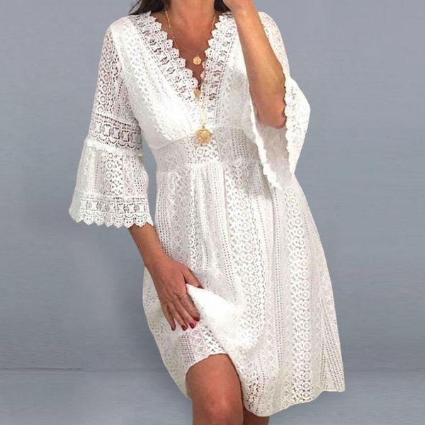 dresses women beach dress lace patchwork hollow out horn sleeve solid color v neck sunscreen loose crochet bikini cover up women clothes, Black;gray
dresses women beach dress lace patchwork hollow out horn sleeve solid color v neck sunscreen loose crochet bikini cover up women clothes, Black;gray