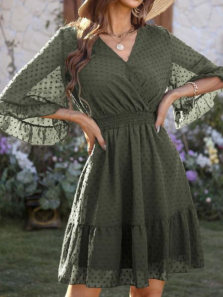 dresses summer chiffon midi dress women polka dot v neck dress casual half sleeve ruffles drees female solid streetwear fashion dress, Black;gray
dresses summer chiffon midi dress women polka dot v neck dress casual half sleeve ruffles drees female solid streetwear fashion dress, Black;gray