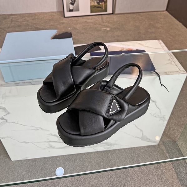 triangle buckle soft padded nappa leather slippers slide summer monolith platform sandals pillow shoes slip-on flats sandal women luxury des, Black
triangle buckle soft padded nappa leather slippers slide summer monolith platform sandals pillow shoes slip-on flats sandal women luxury des, Black