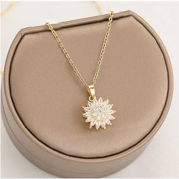 pendant necklaces stainless steel rotating sunflower pendant necklace for women jewelry luxury fashion zirconia choker necklaces j230601, Silver
pendant necklaces stainless steel rotating sunflower pendant necklace for women jewelry luxury fashion zirconia choker necklaces j230601, Silver