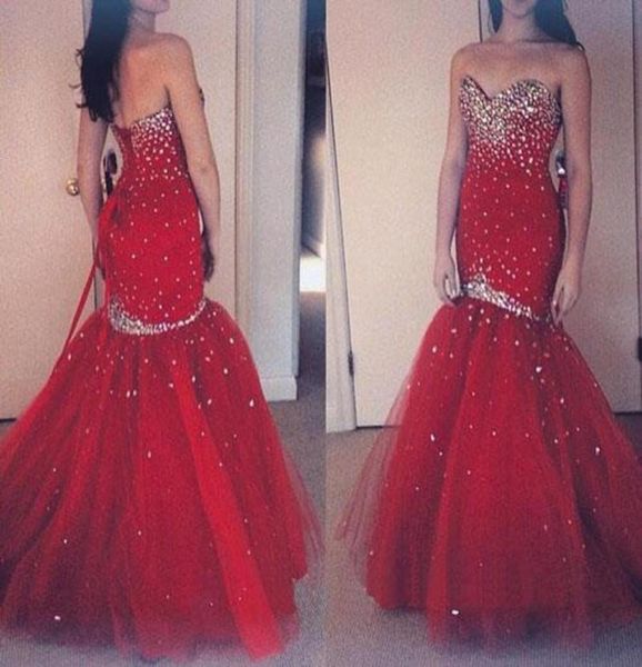 shiny red tulle mermaid delicate evening dresses sweetheart backless beaded crystals pleats floor length ruffles formal new 9697301, Black;red
shiny red tulle mermaid delicate evening dresses sweetheart backless beaded crystals pleats floor length ruffles formal new 9697301, Black;red