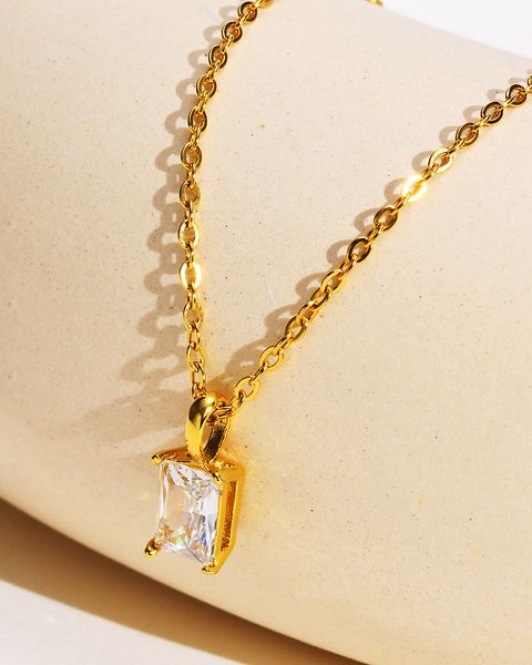 women's necklace personalized and trendy stainless steel square cubic zirconia pendant necklace with extended chain jewelry party gift, Silver
women's necklace personalized and trendy stainless steel square cubic zirconia pendant necklace with extended chain jewelry party gift, Silver