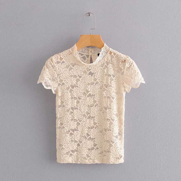 stand cs ladies collar short sleeve lace blouse women's slim solid color see through shirts clothing, White
stand cs ladies collar short sleeve lace blouse women's slim solid color see through shirts clothing, White