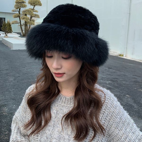 womens real rabbit/rex fur hat bowler hat knitted cap warm beanie w fox fur brim, Blue;gray
womens real rabbit/rex fur hat bowler hat knitted cap warm beanie w fox fur brim, Blue;gray