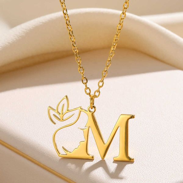 pendant necklaces beauty flower initial necklace women girl gifts stainless steel gold color letter pendant choker alphabet jewelry j230601, Silver
pendant necklaces beauty flower initial necklace women girl gifts stainless steel gold color letter pendant choker alphabet jewelry j230601, Silver