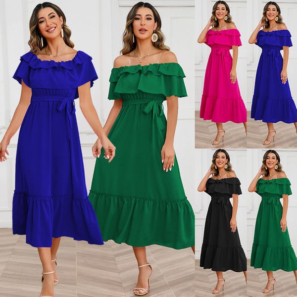 basic & casual dresses 2023 summer solid color one-line neck off-shoulder mid-length dress european and american fashion beach dress, Black;gray
basic & casual dresses 2023 summer solid color one-line neck off-shoulder mid-length dress european and american fashion beach dress, Black;gray