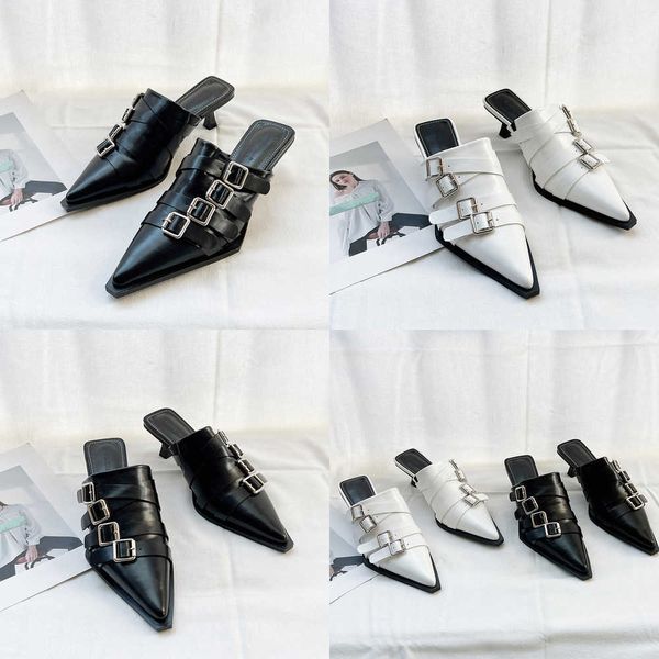 summer slippers mid heel muller shoes women new flats beach loafer metal buckle closed toe mules femme outdoor 230511, Black
summer slippers mid heel muller shoes women new flats beach loafer metal buckle closed toe mules femme outdoor 230511, Black