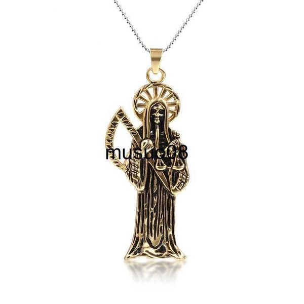 pendant necklaces hip hop vintage holy death skull pendant gold color necklace stainless steel men women gothic jewelry j230601, Silver
pendant necklaces hip hop vintage holy death skull pendant gold color necklace stainless steel men women gothic jewelry j230601, Silver