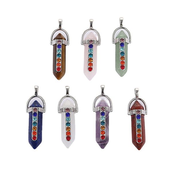 colorful diamond crystal stone pendant alloy bullet natural stone diy necklace without chain, Silver
colorful diamond crystal stone pendant alloy bullet natural stone diy necklace without chain, Silver