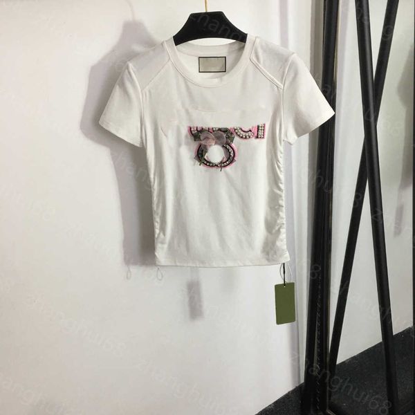 23ss tee womens t-shirt womens designer clothing round neck pure cotton pearl embroidery monogram stick cloth pull pleated slim short sleeve, White
23ss tee womens t-shirt womens designer clothing round neck pure cotton pearl embroidery monogram stick cloth pull pleated slim short sleeve, White
