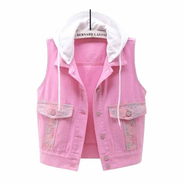 vests new women detachable hooded denim vest waistcoat spring autumn sleeveless jeans jackets pink white lace pocket short jh133, Black;white
vests new women detachable hooded denim vest waistcoat spring autumn sleeveless jeans jackets pink white lace pocket short jh133, Black;white