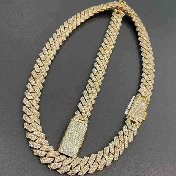 3 rows hip hop prong setting cuban link chain vvs moissanite diamond necklace, Silver
3 rows hip hop prong setting cuban link chain vvs moissanite diamond necklace, Silver