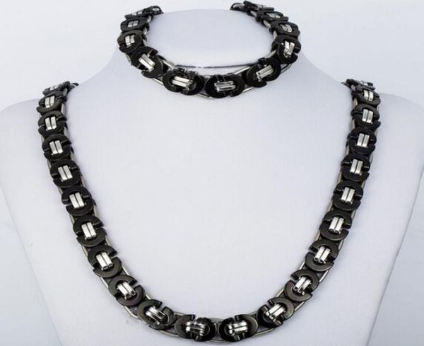 quality jewlery set 8mm black silver flat byzantine chain necklace bracelet 316l stainless steel for husband father gift 2975723
quality jewlery set 8mm black silver flat byzantine chain necklace bracelet 316l stainless steel for husband father gift 2975723