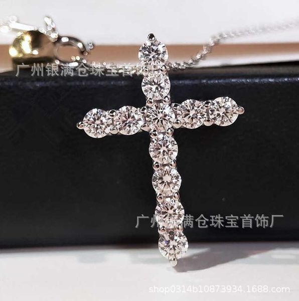 internet celebrity tiffayffay 925 silver cross necklace women's full diamond double layer pendant mosan personality collar chain, Black
internet celebrity tiffayffay 925 silver cross necklace women's full diamond double layer pendant mosan personality collar chain, Black